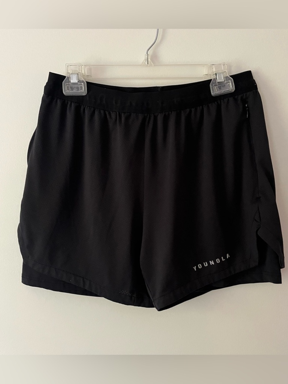 Men's YoungLA Running Shorts Medium Black Athletic Workout Gym Training